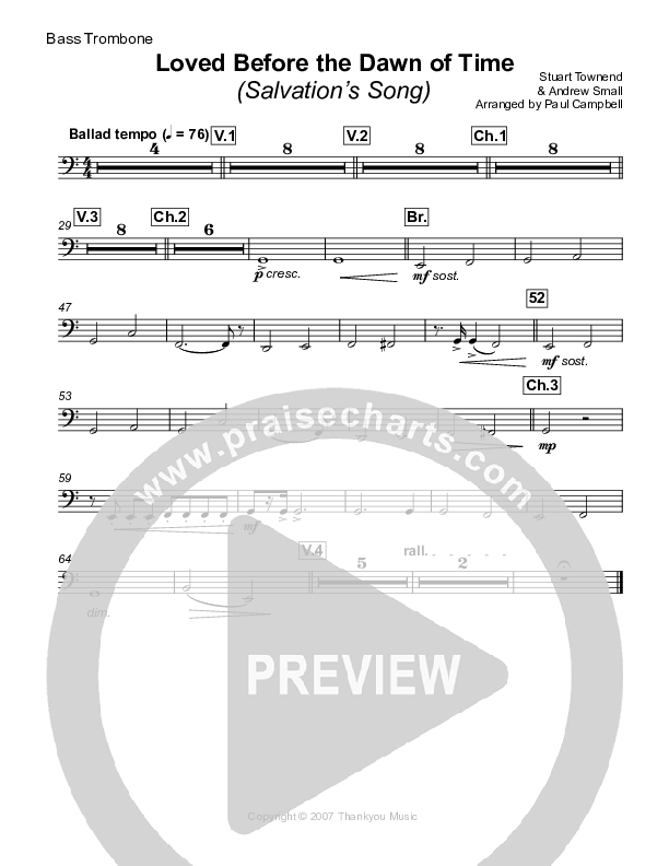 Loved Before The Dawn Of Time (Salvation's Song) Bass Trombone (Stuart Townend)
