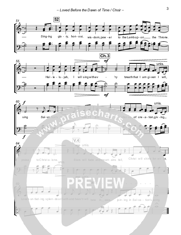 Loved Before The Dawn Of Time (Salvation's Song) Choir Sheet (SATB) (Stuart Townend)