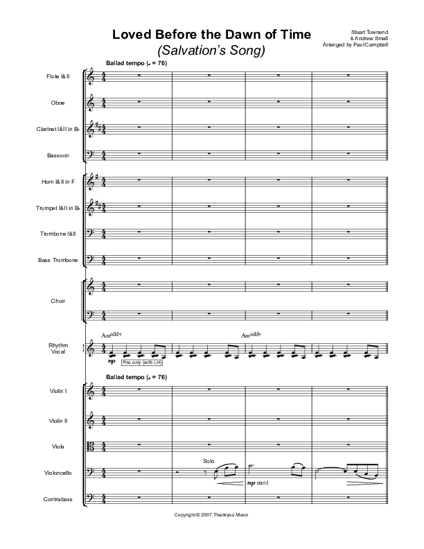 Loved Before The Dawn Of Time (Salvation's Song) Conductor's Score (Stuart Townend)