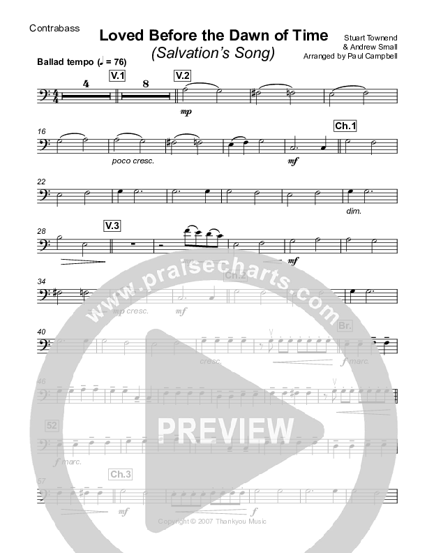 Loved Before The Dawn Of Time (Salvation's Song) Contrabass (Stuart Townend)