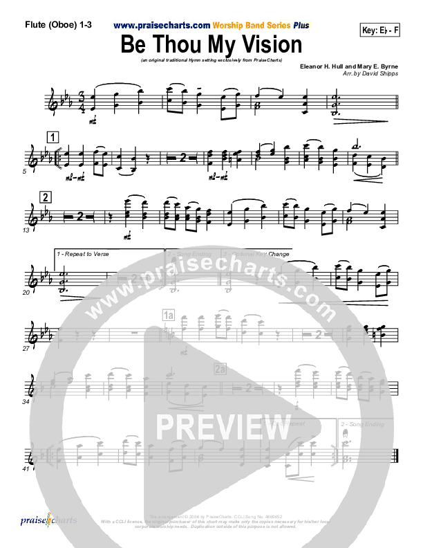 Be Thou My Vision Flute/Oboe 1/2/3 (PraiseCharts / Traditional Hymn)