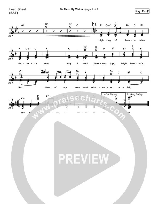 Be Thou My Vision Lead Sheet (SAT) (PraiseCharts / Traditional Hymn)