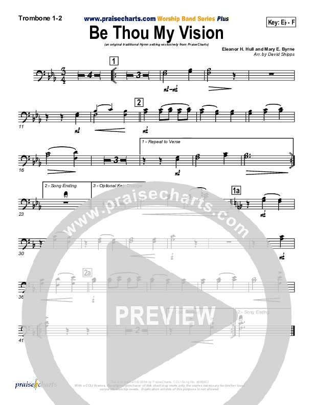 Be Thou My Vision Trombone 1/2 (PraiseCharts / Traditional Hymn)