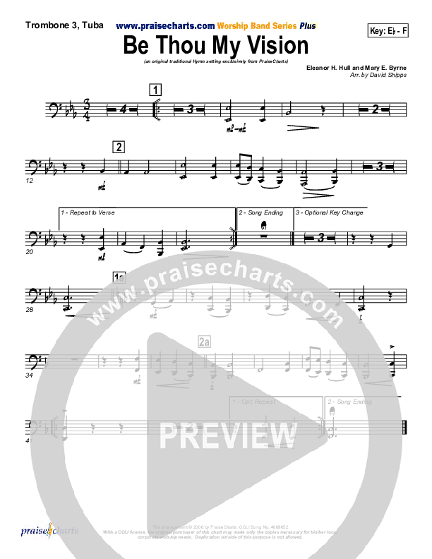 Be Thou My Vision Trombone 3/Tuba (PraiseCharts / Traditional Hymn)