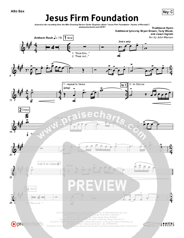 Jesus Firm Foundation Alto Sax (Mike Donehey / Steven Curtis Chapman)