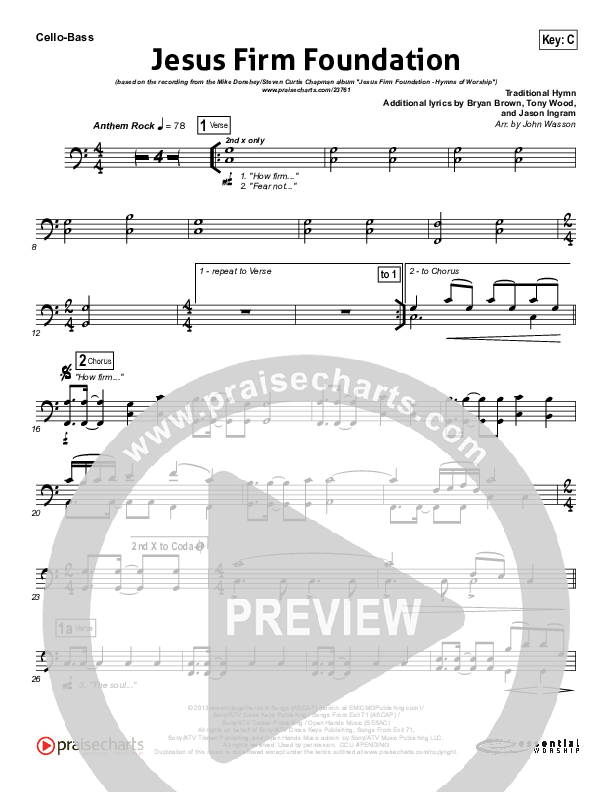 Jesus Firm Foundation Cello/Bass (Mike Donehey / Steven Curtis Chapman)