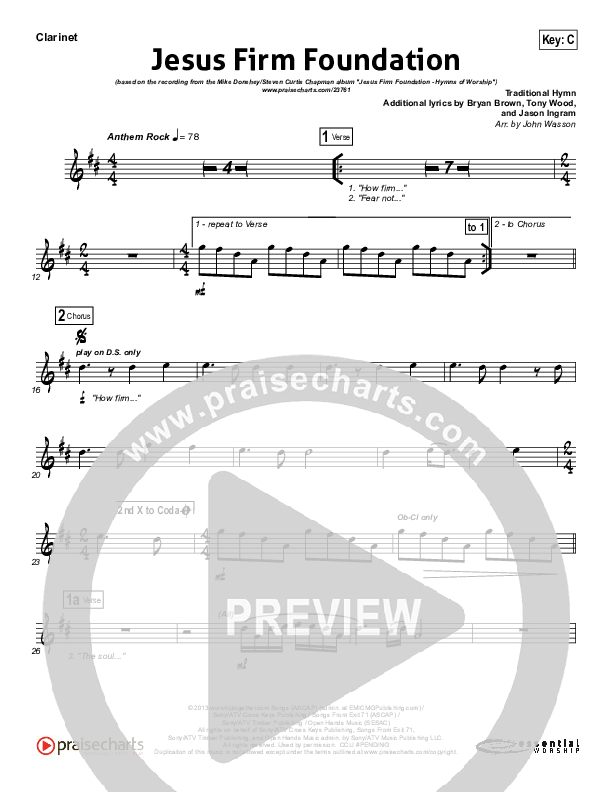 Jesus Firm Foundation Clarinet (Mike Donehey / Steven Curtis Chapman)