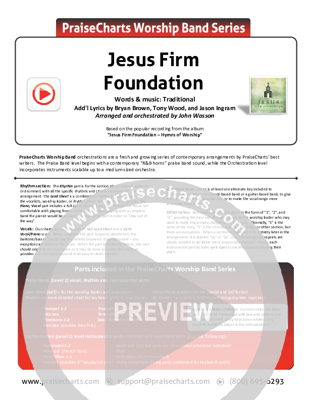 Jesus Firm Foundation Cover Sheet (Mike Donehey / Steven Curtis Chapman)