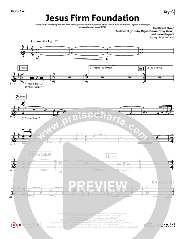Jesus Firm Foundation French Horn 1/2 (Mike Donehey / Steven Curtis Chapman)
