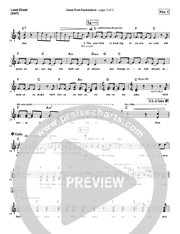 Jesus Firm Foundation Lead Sheet (SAT) (Mike Donehey / Steven Curtis Chapman)