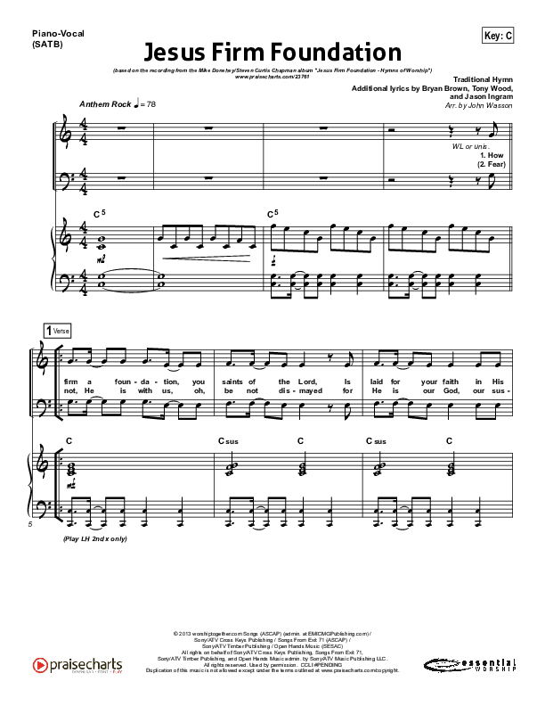 Jesus Firm Foundation Piano/Vocal (SATB) (Mike Donehey / Steven Curtis Chapman)