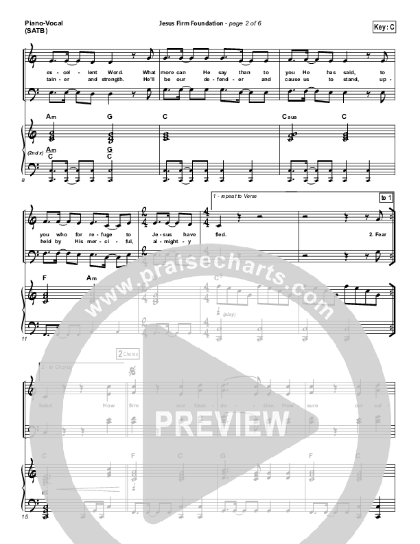 Jesus Firm Foundation Piano/Vocal (SATB) (Mike Donehey / Steven Curtis Chapman)