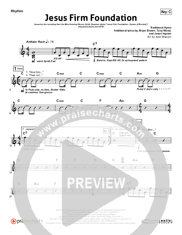 Jesus Firm Foundation Rhythm Chart (Mike Donehey / Steven Curtis Chapman)