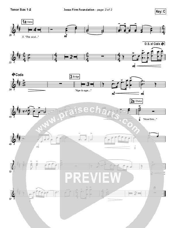 Jesus Firm Foundation Tenor Sax 1/2 (Mike Donehey / Steven Curtis Chapman)