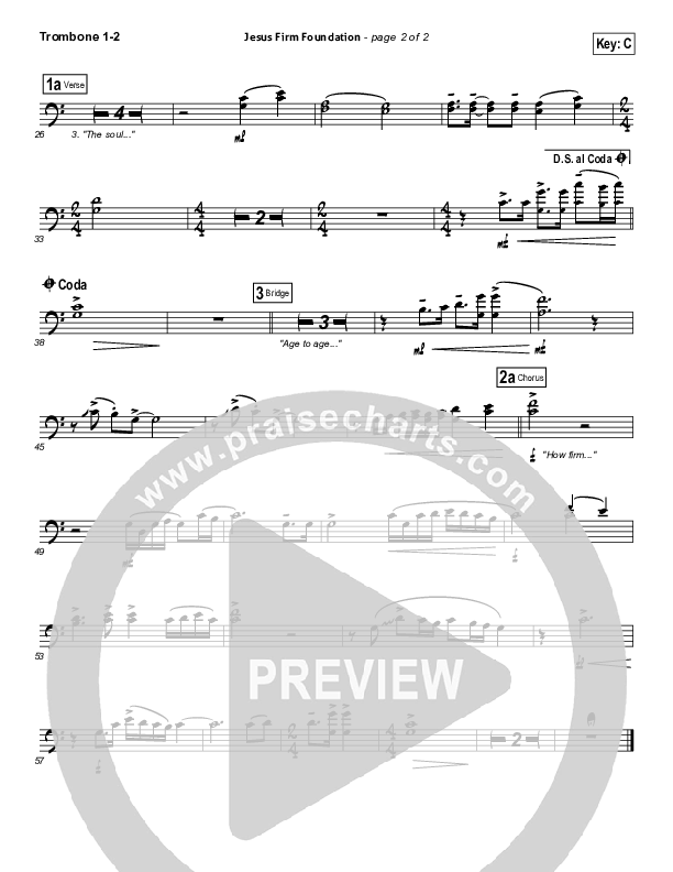 Jesus Firm Foundation Trombone 1/2 (Mike Donehey / Steven Curtis Chapman)