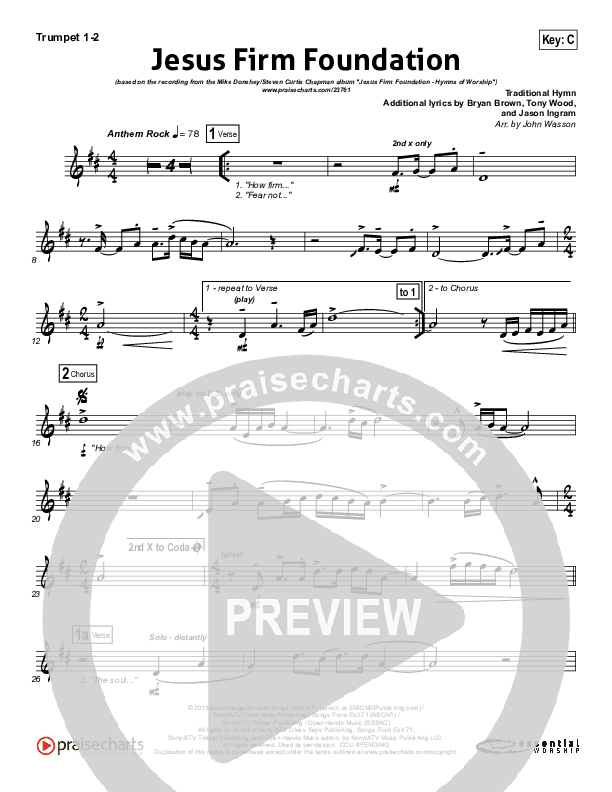 Jesus Firm Foundation Trumpet 1,2 (Mike Donehey / Steven Curtis Chapman)
