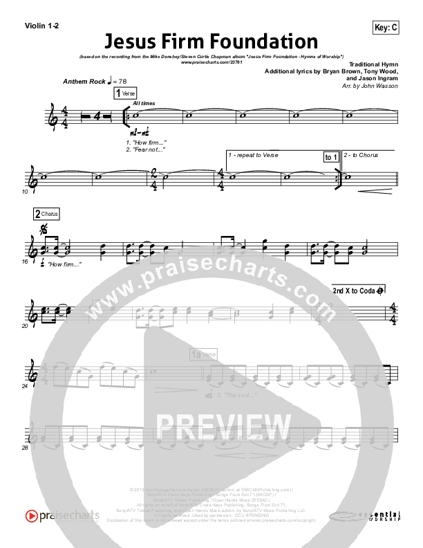 Jesus Firm Foundation Violin 1/2 (Mike Donehey / Steven Curtis Chapman)