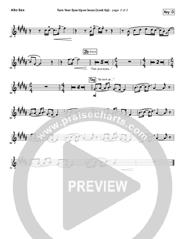 Turn Your Eyes Upon Jesus (Look Up) Alto Sax (Nichole Nordeman)