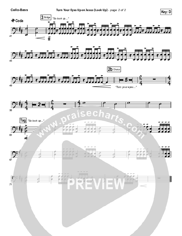 Turn Your Eyes Upon Jesus (Look Up) Cello/Bass (Nichole Nordeman)