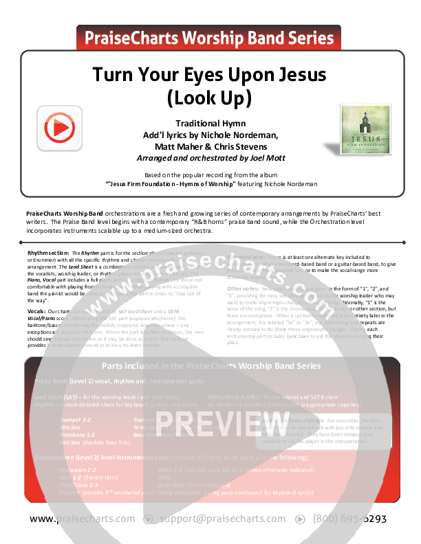 Turn Your Eyes Upon Jesus (Look Up) Cover Sheet (Nichole Nordeman)