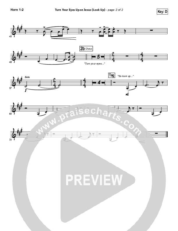 Turn Your Eyes Upon Jesus (Look Up) French Horn 1/2 (Nichole Nordeman)