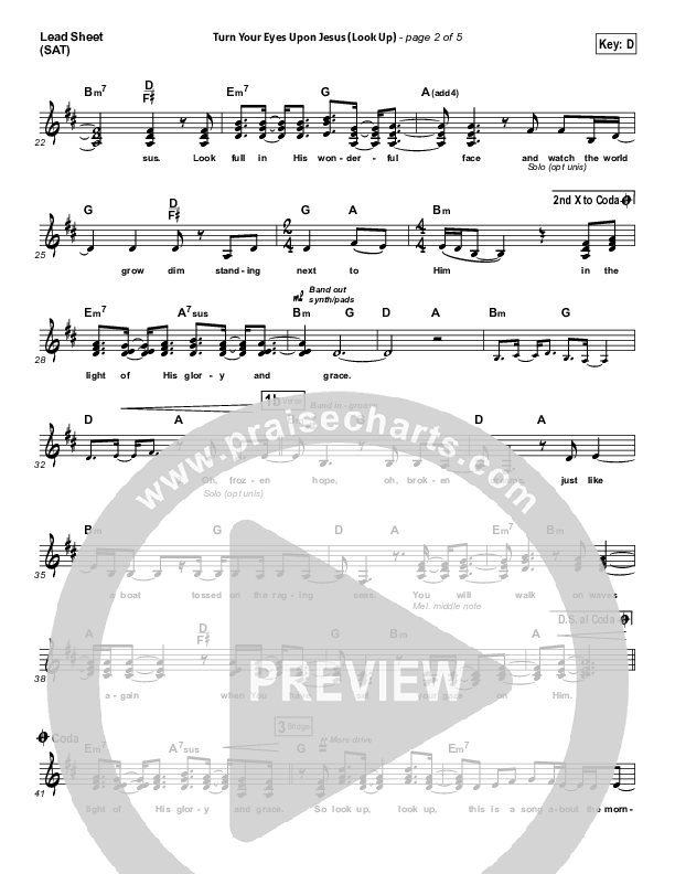 Turn Your Eyes Upon Jesus (Look Up) Lead Sheet (SAT) (Nichole Nordeman)