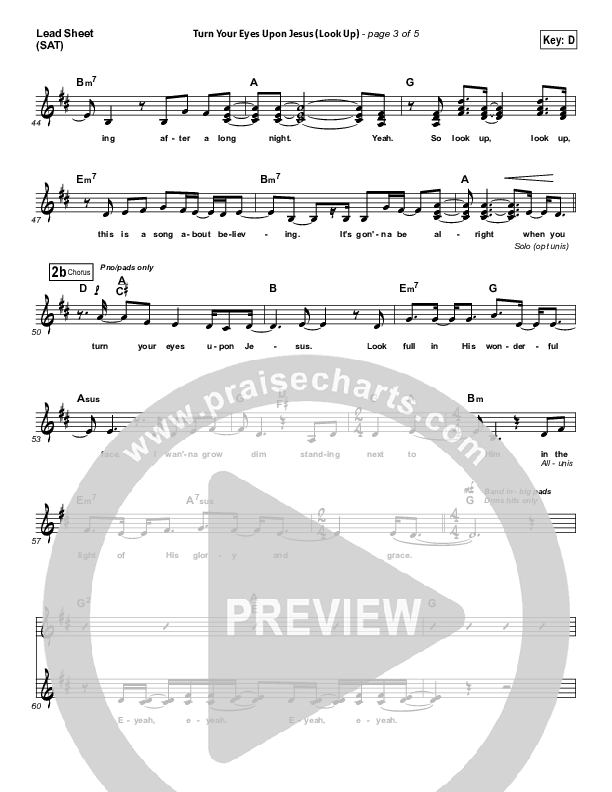 Turn Your Eyes Upon Jesus (Look Up) Lead Sheet (SAT) (Nichole Nordeman)