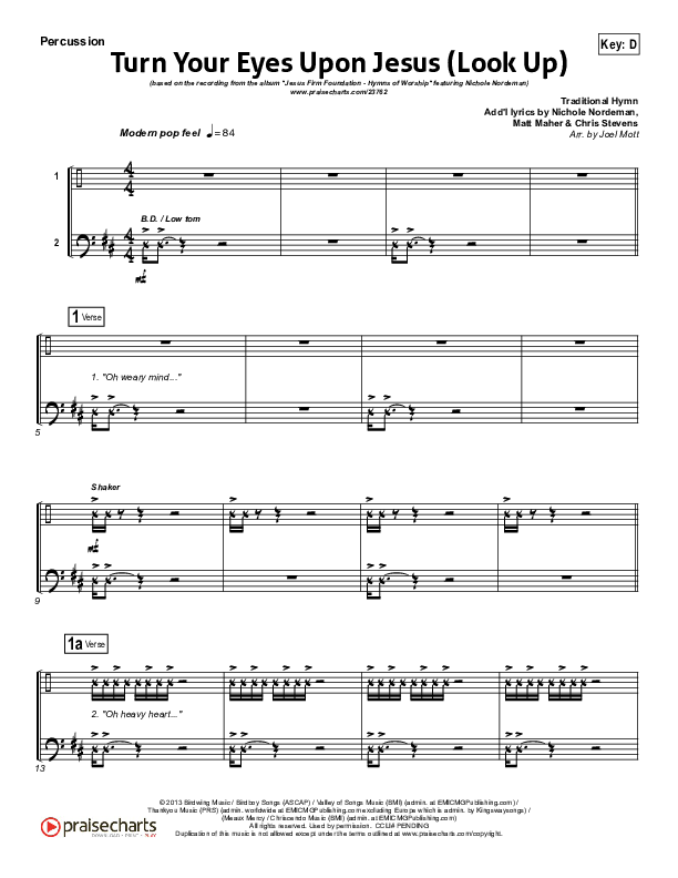 Turn Your Eyes Upon Jesus (Look Up) Percussion (Nichole Nordeman)