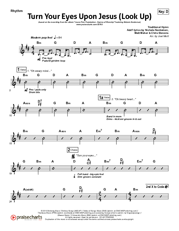 Turn Your Eyes Upon Jesus (Look Up) Rhythm Chart (Nichole Nordeman)