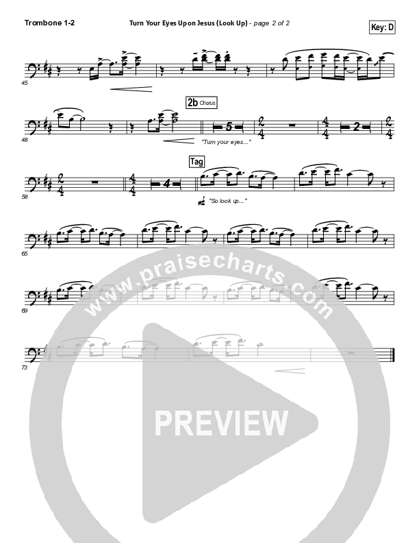 Turn Your Eyes Upon Jesus (Look Up) Trombone 1/2 (Nichole Nordeman)