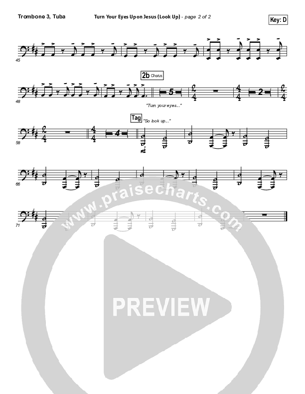 Turn Your Eyes Upon Jesus (Look Up) Trombone 3/Tuba (Nichole Nordeman)