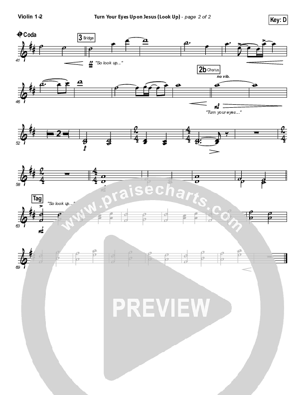 Turn Your Eyes Upon Jesus (Look Up) Violin 1/2 (Nichole Nordeman)