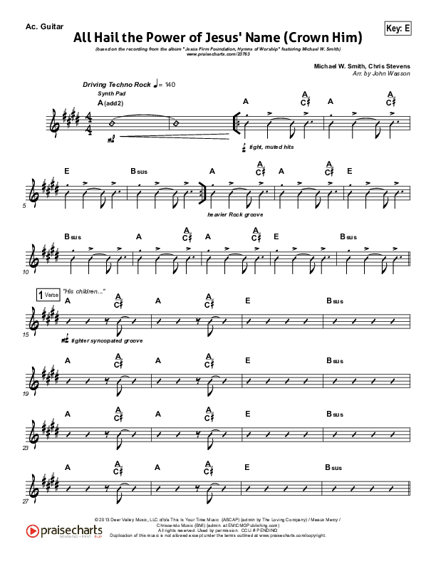 All Hail The Power Of Jesus' Name (Crown Him) Acoustic Guitar (Michael W. Smith)