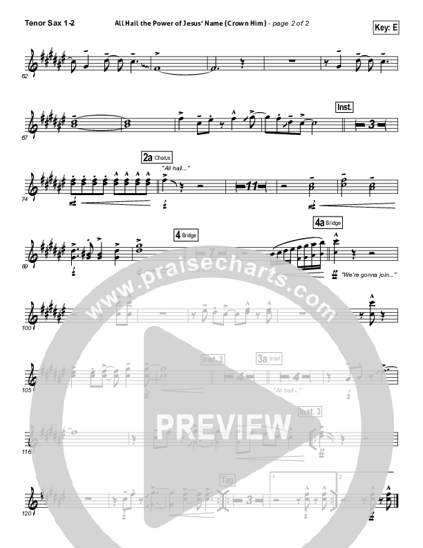 All Hail The Power Of Jesus' Name (Crown Him) Tenor Sax 1/2 (Michael W. Smith)
