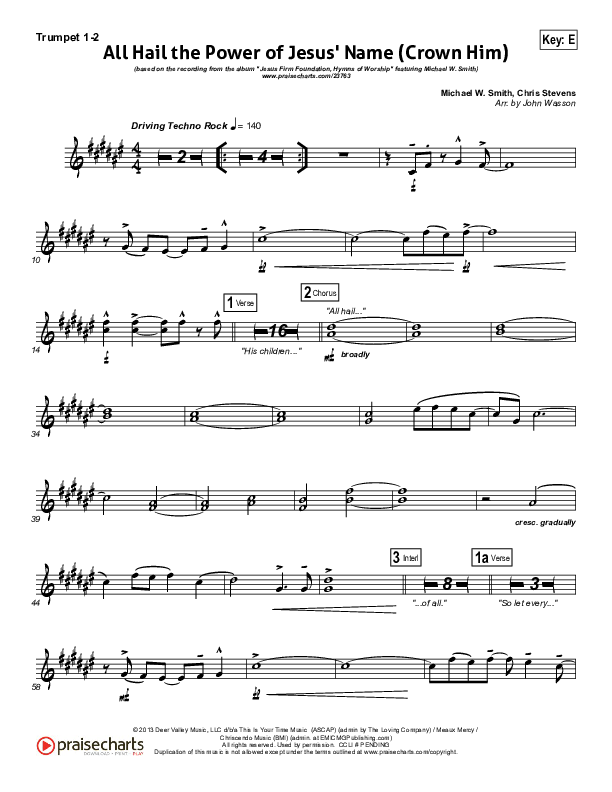 All Hail The Power Of Jesus' Name (Crown Him) Trumpet 1,2 (Michael W. Smith)