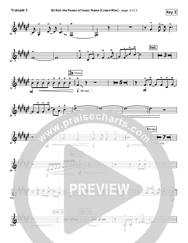 All Hail The Power Of Jesus' Name (Crown Him) Trumpet 3 (Michael W. Smith)