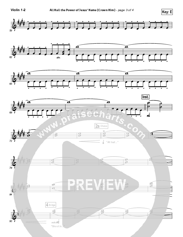 All Hail The Power Of Jesus' Name (Crown Him) Violin 1/2 (Michael W. Smith)