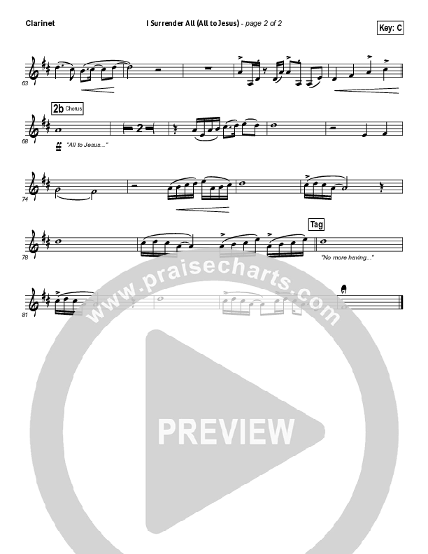 I Surrender (All To Jesus) Clarinet (Casting Crowns)