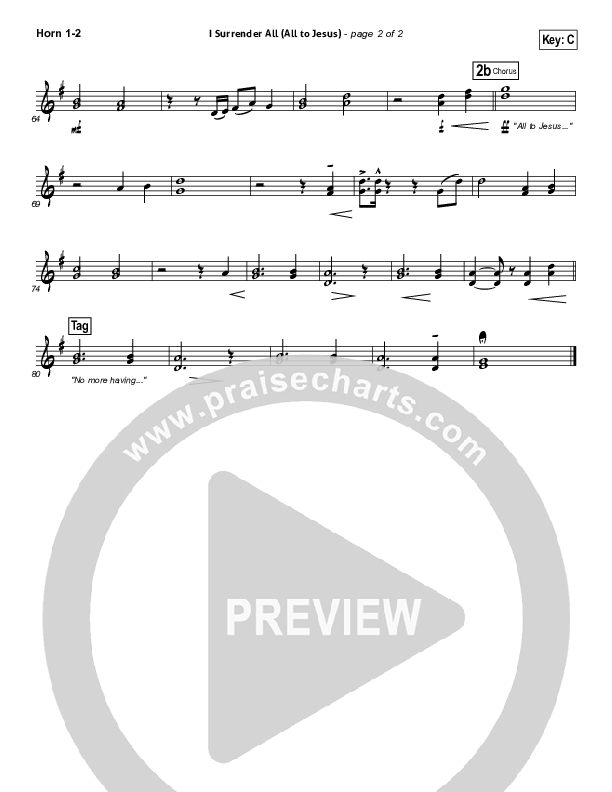 I Surrender (All To Jesus) French Horn 1/2 (Casting Crowns)