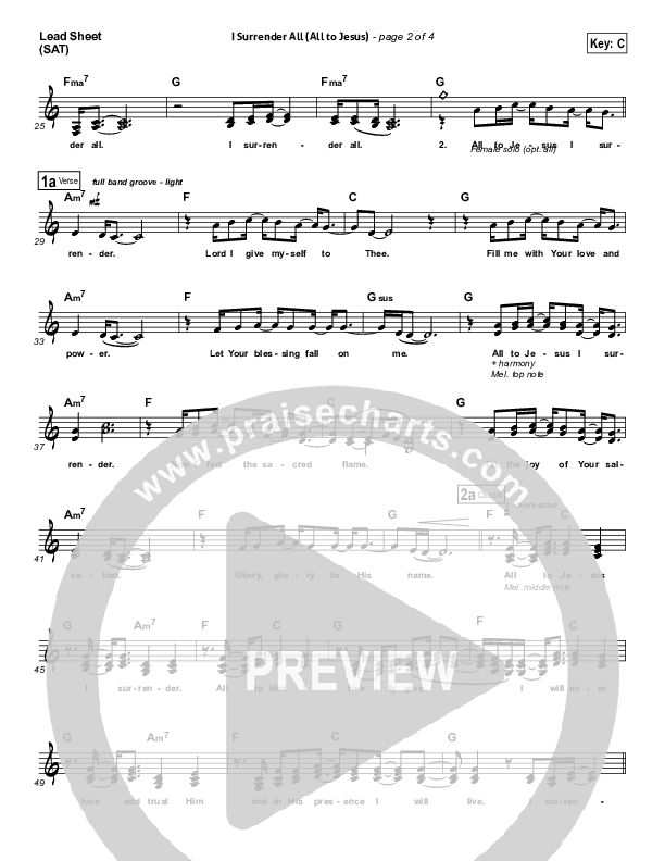 I Surrender (All To Jesus) Lead Sheet (SAT) (Casting Crowns)