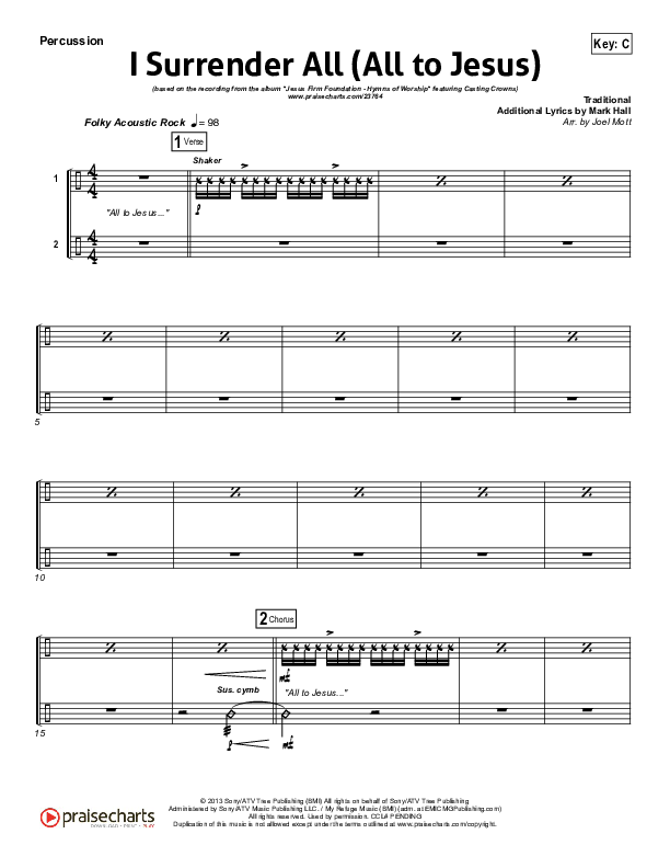 I Surrender (All To Jesus) Percussion (Casting Crowns)