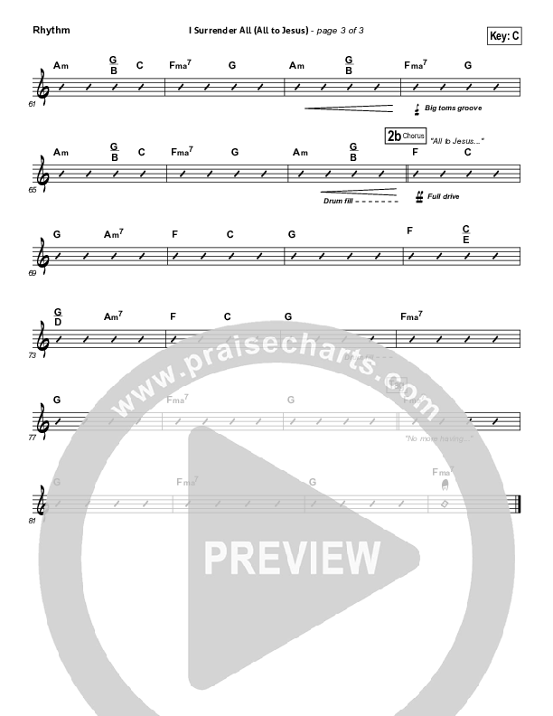 I Surrender (All To Jesus) Rhythm Chart (Casting Crowns)