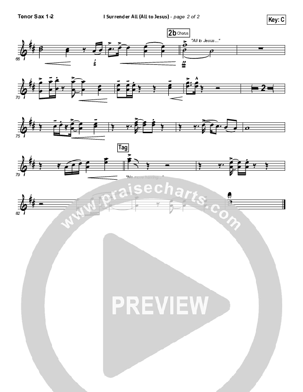 I Surrender (All To Jesus) Tenor Sax 1/2 (Casting Crowns)