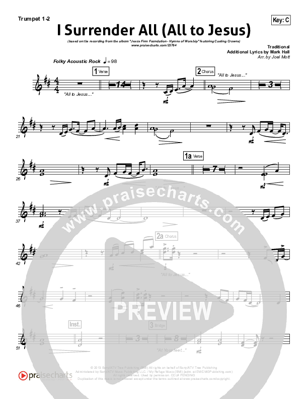 I Surrender (All To Jesus) Trumpet 1,2 (Casting Crowns)