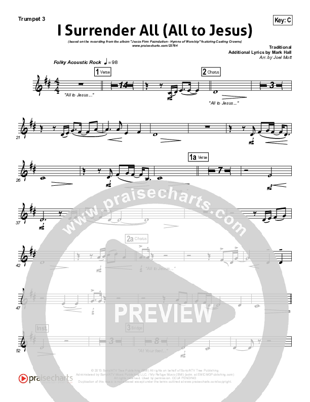 I Surrender (All To Jesus) Trumpet 3 (Casting Crowns)