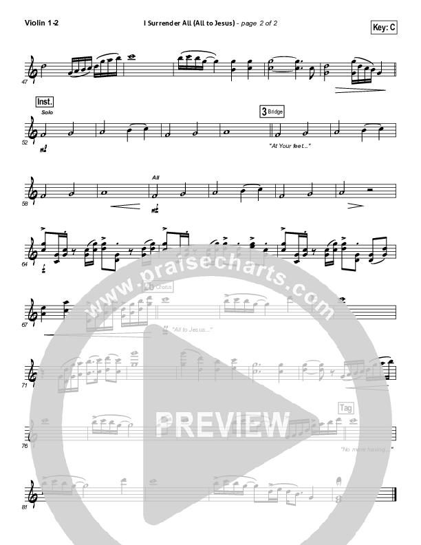 I Surrender (All To Jesus) Violin 1/2 (Casting Crowns)