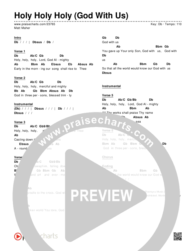 Holy Holy Holy (God With Us) Chords & Lyrics (Matt Maher)