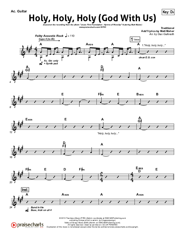 Holy Holy Holy (God With Us) Acoustic Guitar (Matt Maher)