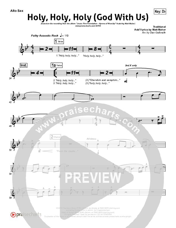 Holy Holy Holy (God With Us) Alto Sax (Matt Maher)