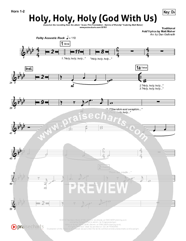 Holy Holy Holy (God With Us) French Horn 1/2 (Matt Maher)